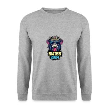 Suisse 2024 Monkey Swiss - Sweat-shirt Unisexe - gris chiné - Devant - Alina (178cm) & Michal (187cm)