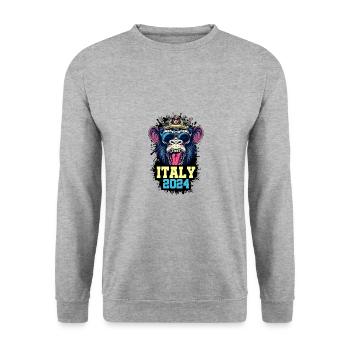 Italie 2024 Singe - Sweat-shirt Unisexe - gris chiné - Devant - Alina (178cm) & Michal (187cm)