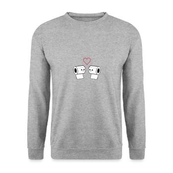 papier toilette amoureux 002 - Sweat-shirt Unisexe - gris chiné - Devant - Alina (178cm) & Michal (187cm)