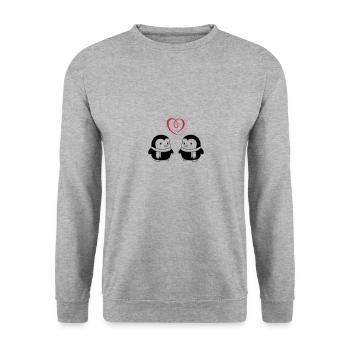 sweet pingus in love 01 - Unisex Sweatshirt - salt & pepper - Front - Alina (178cm) & Michal (187cm)