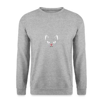 Kätzchen Kawaii, Haustiere, Haustiere - Unisex Pullover - Weißgrau meliert - Vorne - Alina (178cm) & Michal (187cm)