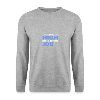GETTING HIGH IS MY JOB Geschenke - Unisex Pullover - Weißgrau meliert - Vorne - Alina (178cm) & Michal (187cm)