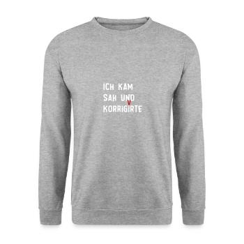 Lateinlehrer Student Schüler Geschenk - Unisex Pullover - Weißgrau meliert - Vorne - Alina (178cm) & Michal (187cm)