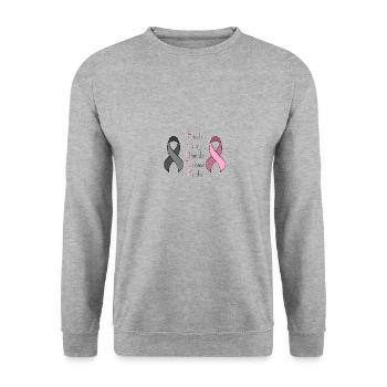 Chemo Krebstherapie Krebs Geschenk - Unisex Pullover - Weißgrau meliert - Vorne - Alina (178cm) & Michal (187cm)