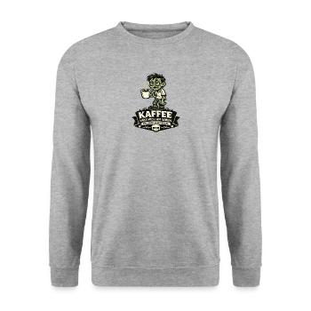 Kaffee Zombie Tech-Gag - Unisex Pullover - Weißgrau meliert - Vorne - Alina (178cm) & Michal (187cm)