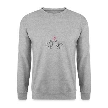chicken love - Unisex Sweatshirt - salt & pepper - Front - Alina (178cm) & Michal (187cm)