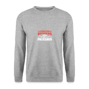Justizvollzug Motiv für Strafvollzugs-Beamte - Unisex Pullover - Weißgrau meliert - Vorne - Alina (178cm) & Michal (187cm)