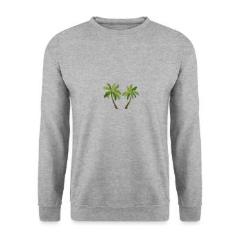 palm tree palm palms 2305 S - Unisex Sweatshirt - salt & pepper - Front - Alina (178cm) & Michal (187cm)