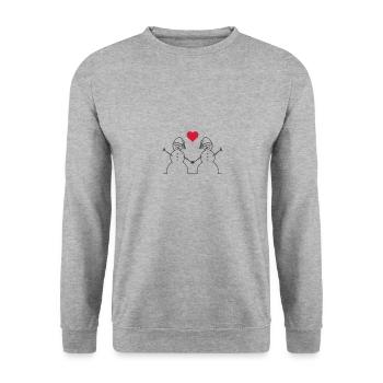 snowman love - Unisex Pullover - Weißgrau meliert - Vorne - Alina (178cm) & Michal (187cm)