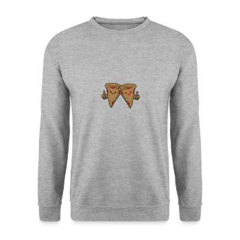 pizza bande dessinée couple 02 - Sweat-shirt Unisexe - gris chiné - Devant - Alina (178cm) & Michal (187cm)