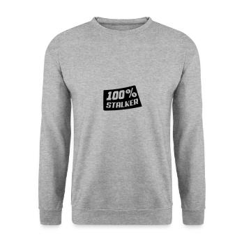 100 stalker - Unisex Pullover - Weißgrau meliert - Vorne - Alina (178cm) & Michal (187cm)