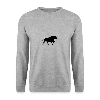 stier - Unisex Pullover - Weißgrau meliert - Vorne - Alina (178cm) & Michal (187cm)