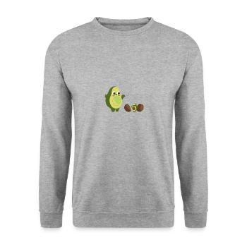 Avocado alien vegan manger cadeau - Sweat-shirt Unisexe - gris chiné - Devant - Alina (178cm) & Michal (187cm)