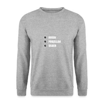 Silberne Hochzeit Jubiläum Geschenk - Unisex Pullover - Weißgrau meliert - Vorne - Alina (178cm) & Michal (187cm)