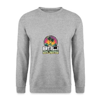 Bali 2025 Urlaub Palmen - Unisex Pullover - Weißgrau meliert - Vorne - Alina (178cm) & Michal (187cm)