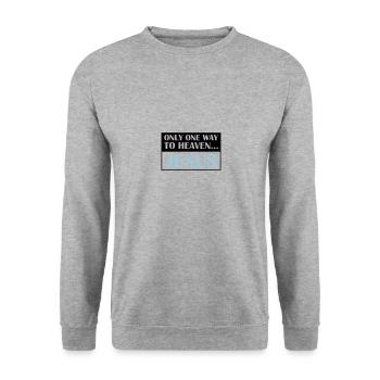 one way to heaven jesus - Unisex Sweatshirt - salt & pepper - Front - Alina (178cm) & Michal (187cm)