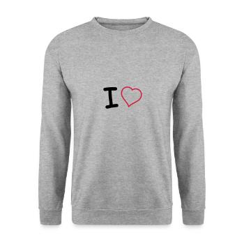 i heart - Unisex Pullover - Weißgrau meliert - Vorne - Alina (178cm) & Michal (187cm)
