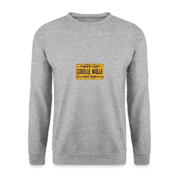 couille molle humour insulte espece panneau plaque - Sweat-shirt Unisexe - gris chiné - Devant - Alina (178cm) & Michal (187cm)