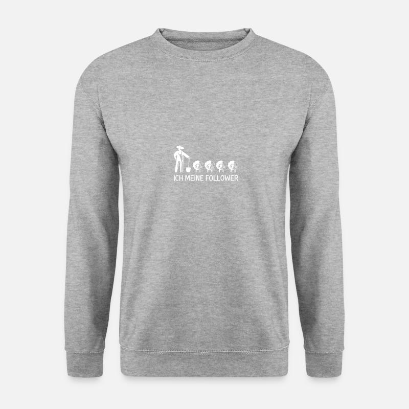 Schafe Hirte Follower Geschenk Schäfer Schafbock - Unisex Pullover - Weißgrau meliert