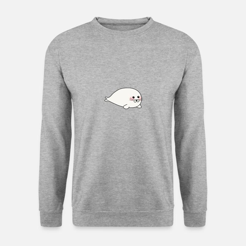 Cute seal baby / Süße Robbe - Unisex Pullover - Weißgrau meliert