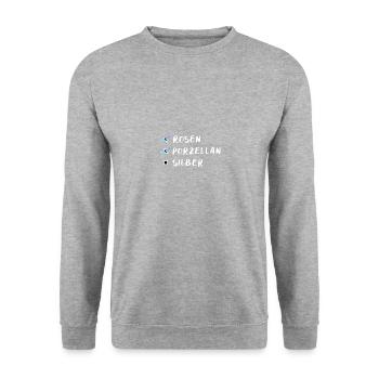 Silberne Hochzeit Jubiläum Geschenk - Unisex Pullover - Weißgrau meliert - Vorne - Alina (178cm) & Michal (187cm)