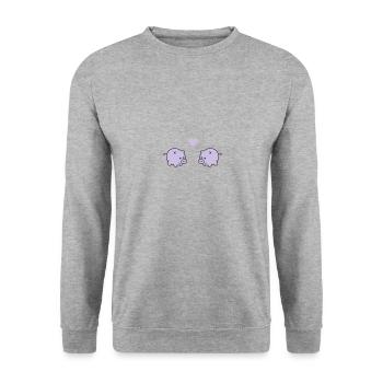 pigs in love - Unisex Pullover - Weißgrau meliert - Vorne - Alina (178cm) & Michal (187cm)
