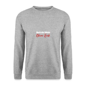 Chemo Krebstherapie Krebs Geschenk - Unisex Pullover - Weißgrau meliert - Vorne - Alina (178cm) & Michal (187cm)