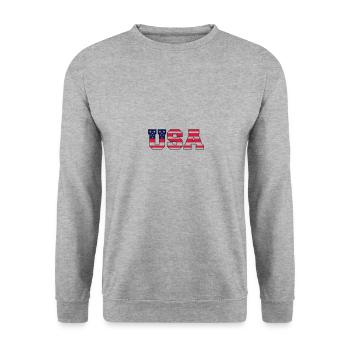 usa design 3 - Unisex Pullover - Weißgrau meliert - Vorne - Alina (178cm) & Michal (187cm)