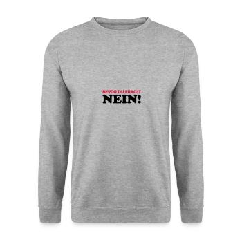 befor du fragst nein - Unisex Pullover - Weißgrau meliert - Vorne - Alina (178cm) & Michal (187cm)