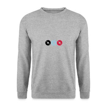 schallplatten 02 - Unisex Pullover - Weißgrau meliert - Vorne - Alina (178cm) & Michal (187cm)