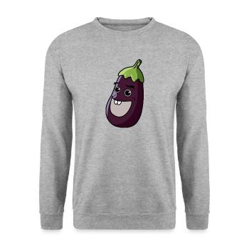 Aubergine Comic - Unisex Pullover - Weißgrau meliert - Vorne - Alina (178cm) & Michal (187cm)