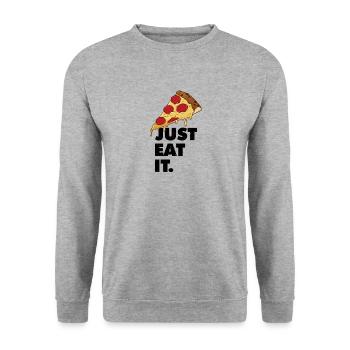 pizza - Unisex Pullover - Weißgrau meliert - Vorne - Alina (178cm) & Michal (187cm)