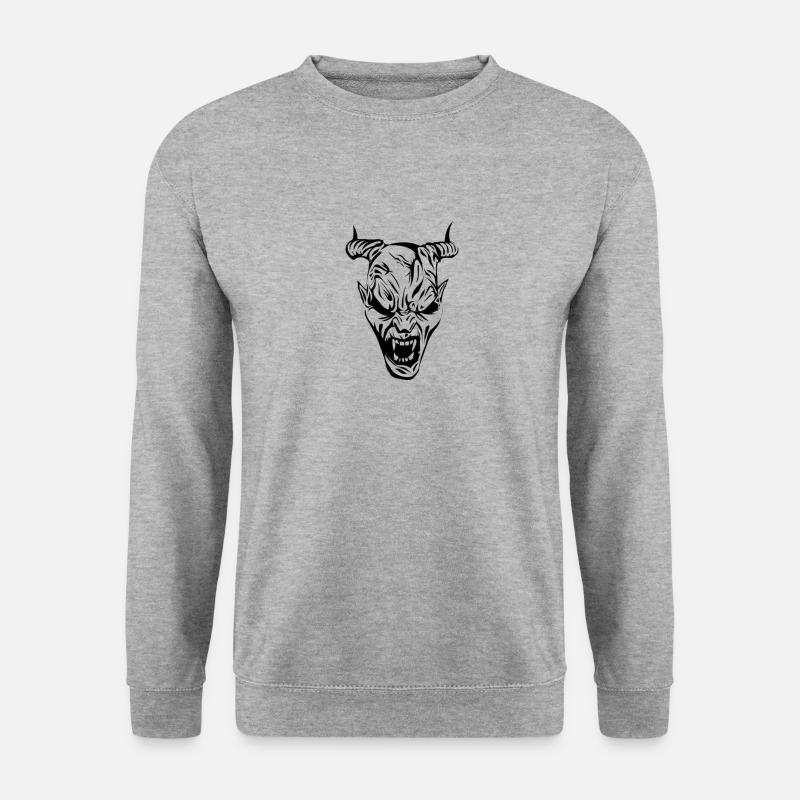 Krampus/Perchtenkopf Logo - Unisex Pullover - Weißgrau meliert
