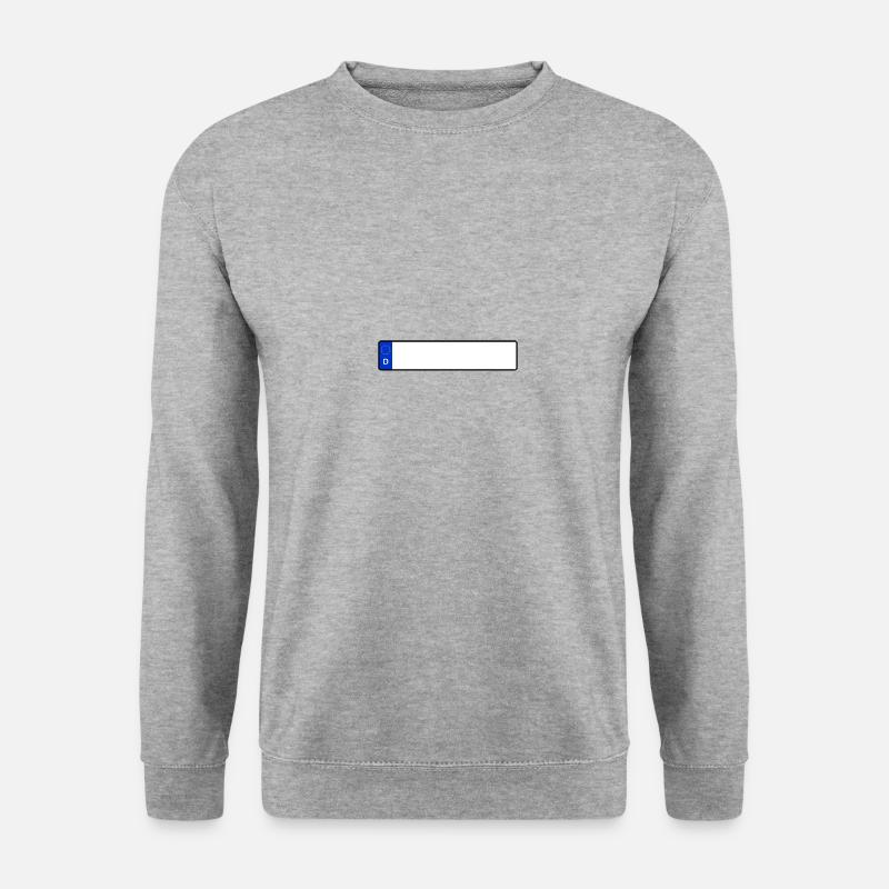 Nummernschild Blanko Individuell Geschenk Idee - Unisex Pullover - Weißgrau meliert