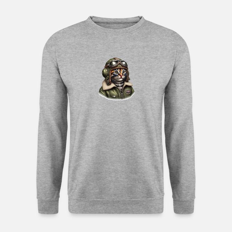 Katzenpilot - Unisex Pullover - Weißgrau meliert