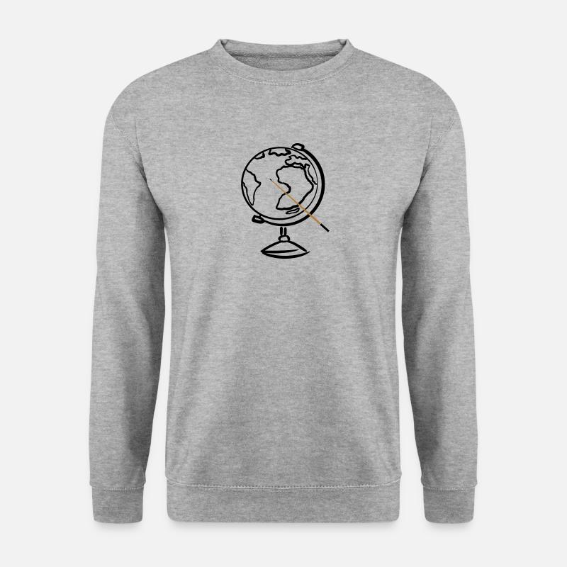 Globus mit Zeigestock. Geografie. Geografielehrer - Unisex Pullover - Weißgrau meliert