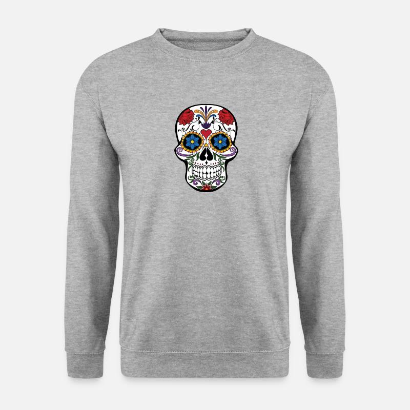 Totenkopf - Unisex Pullover - Weißgrau meliert