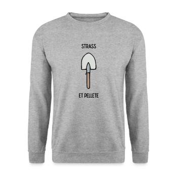 Pelle Archéologie BTP Strass Paillettes - Sweat-shirt Unisexe - gris chiné - Devant - Alina (178cm) & Michal (187cm)