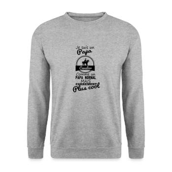 Papa cavalier,cadeau père,cheval,équitation - Sweat-shirt Unisexe - gris chiné - Devant - Alina (178cm) & Michal (187cm)
