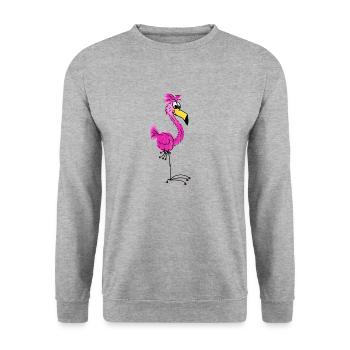 Die Fladders - der Flamingo - Unisex Pullover - Weißgrau meliert - Vorne - Alina (178cm) & Michal (187cm)