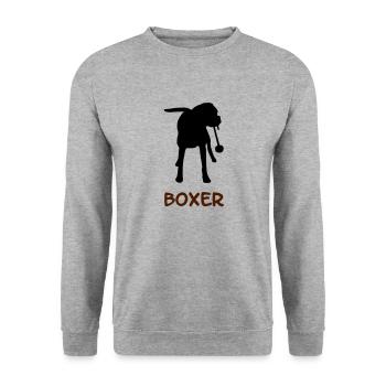 Boxer_2_cb - Unisex Pullover - Weißgrau meliert - Vorne - Alina (178cm) & Michal (187cm)