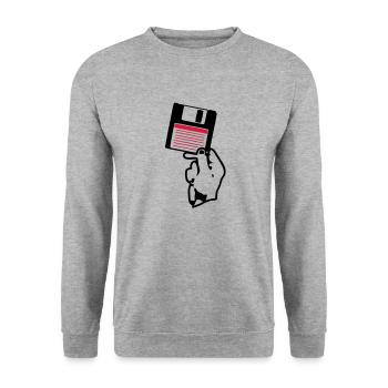 floppy disk scheibe disco hand hand - Unisex Sweatshirt - salt & pepper - Front - Alina (178cm) & Michal (187cm)