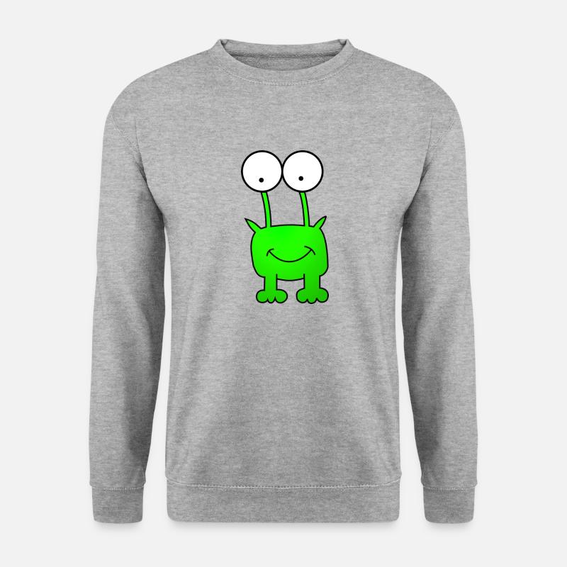 Monster in grün - Unisex Pullover - Weißgrau meliert