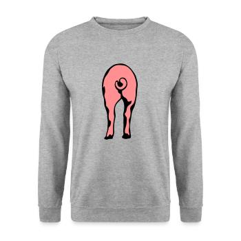 pig pig ass ass 8 - Unisex Sweatshirt - salt & pepper - Front - Alina (178cm) & Michal (187cm)