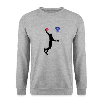 basketball big 3 Farb Vektor - Unisex Pullover - Weißgrau meliert - Vorne - Alina (178cm) & Michal (187cm)