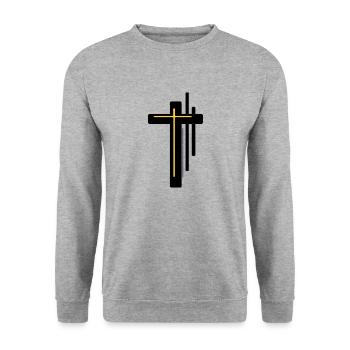 Croix chrétienne - Sweat-shirt Unisexe - gris chiné - Devant - Alina (178cm) & Michal (187cm)