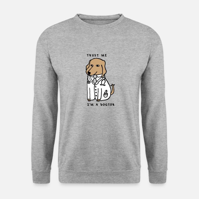 DOGTOR brown - Trust me I'm a Dogtor - Unisex Pullover - Weißgrau meliert