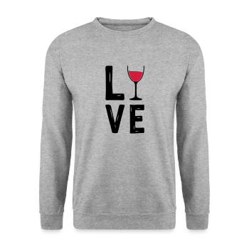 Wein Wine Love Liebe Weinglas 2c - Unisex Pullover - Weißgrau meliert - Vorne - Alina (178cm) & Michal (187cm)