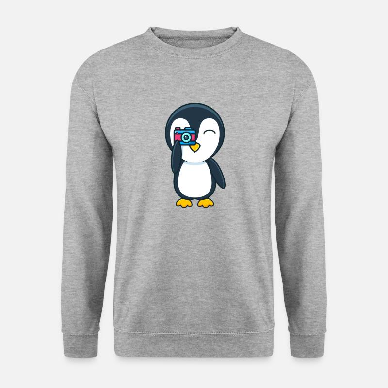 Penguin with camera - Unisex Sweatshirt - salt & pepper