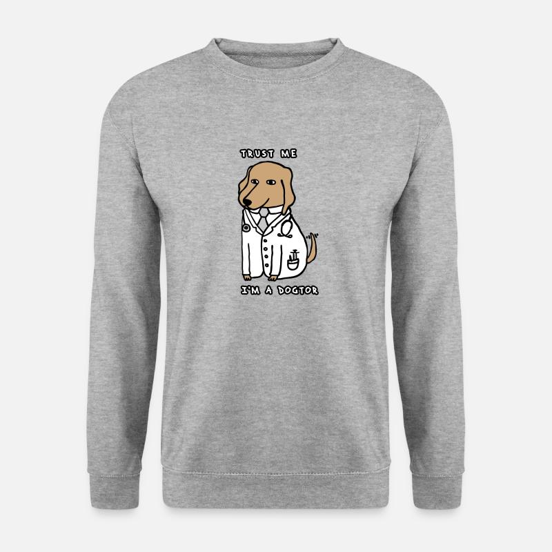 DOGTOR brown/white - Trust me I'm a Dogtor - Unisex Pullover - Weißgrau meliert